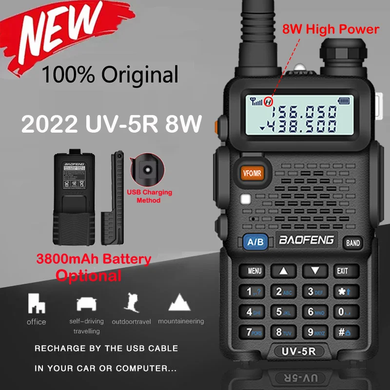 Рация Baofeng Real 8 Вт UV-5R Talkie UV 5R высокомощная любительская радиостанция CB UV5R