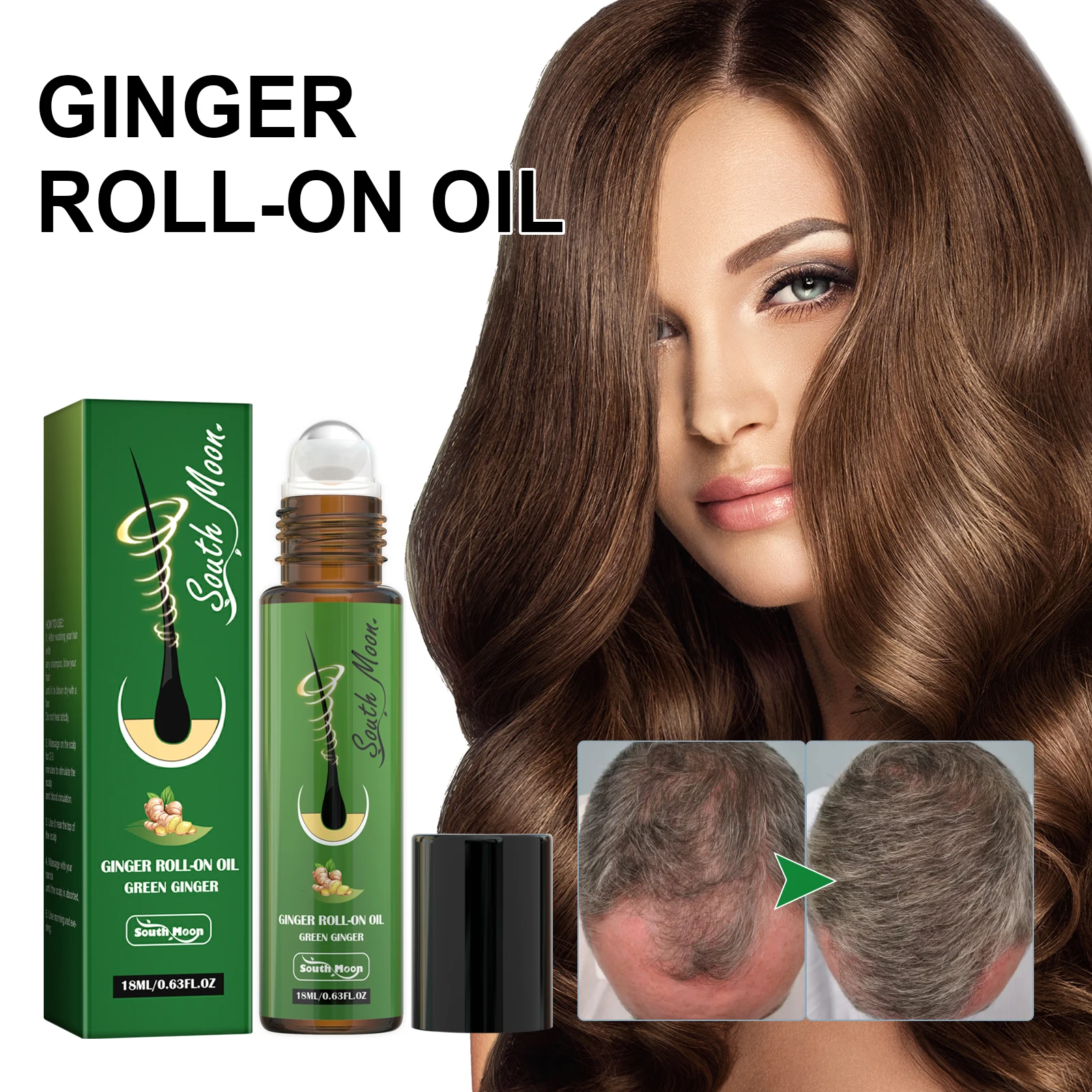 Ginger Dense Roll-On Oil Restore Hair Scalp Care Deeply Moisturize Nourishes Hair Roots, Solidifies Dense Essential Oil