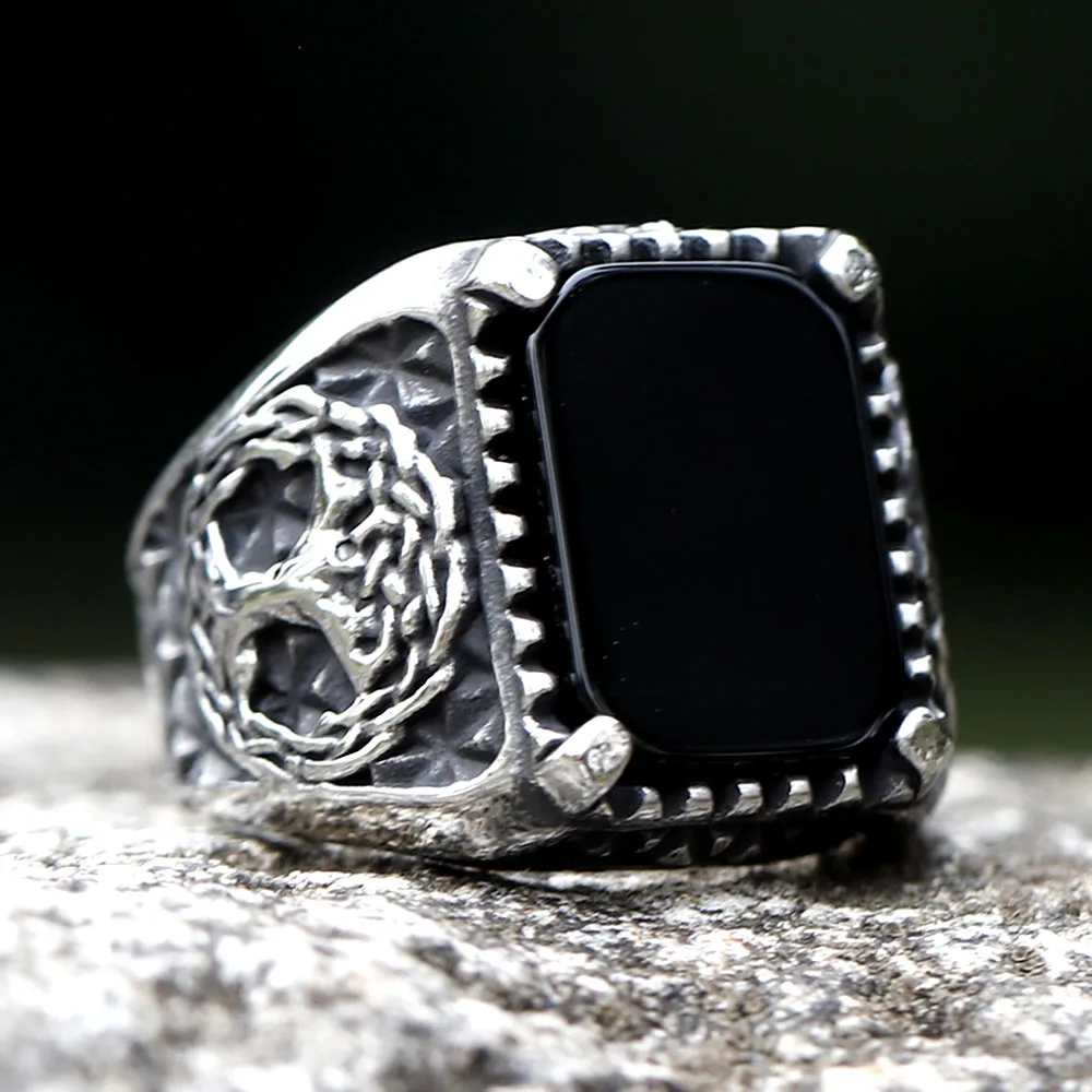 New Stainless Steel Viking Yggdrasi Odin Runes Ring Men Wedding Anels Womens Band Jewelry Gift Anel
