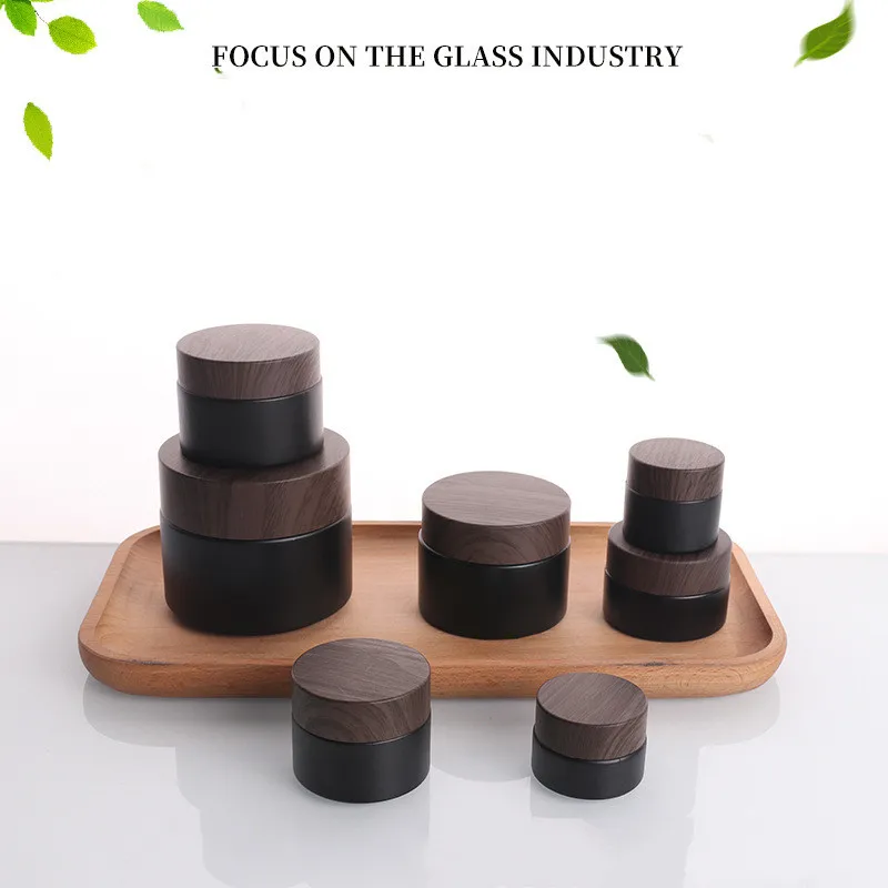 1X 5/10/20/30/50/60/100g Empty Black Glass Refillable Bottles Makeup Jar Pot Travel Face Cream Lotion Vials Cosmetic Containers 4