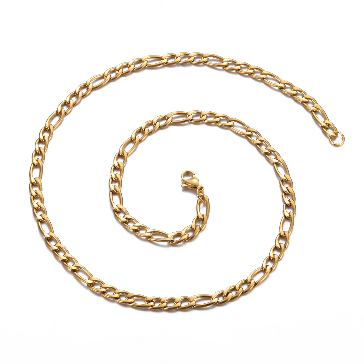 piece 8-40 Inches Gold Color Figaro Chain Necklace