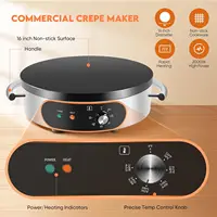 Commercial Crepe Maker, 16" Non-Stick 2000W Electric Crepe Machine Adjustable Temperature Control, Thickened Cast Iron Cooking S 2