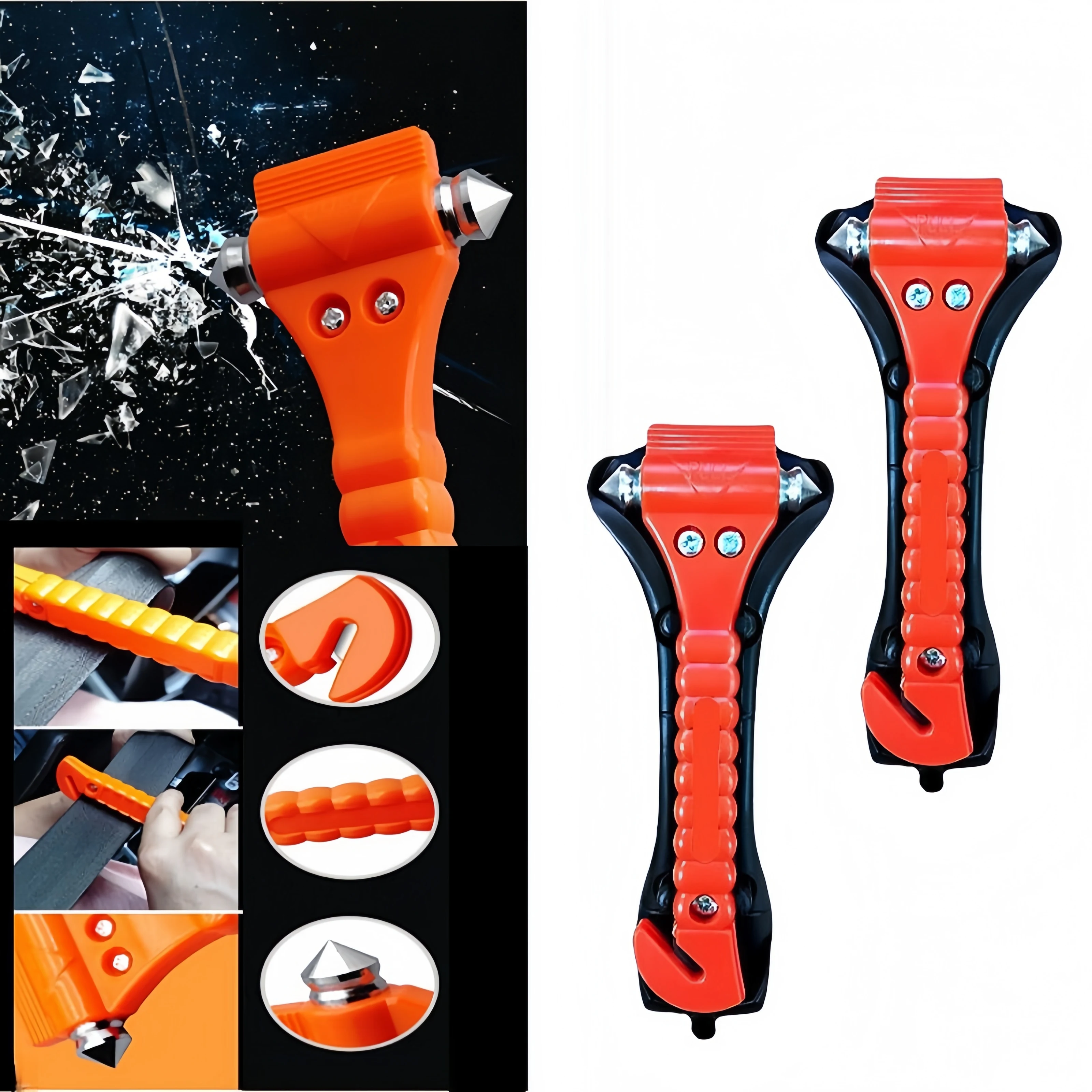 Car Safety Hammer Seat Belt Cutter Emergency Window Breaker Tool Vehicle Survival Kit Glass Punch Rescue Device
