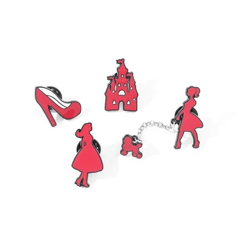 Disney Pink Barbie Princess Illustration Style Cartoon Brooch for Barbie Girls Fashion Creativity Clothing Badge Accessories 1