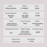GZZT CM6005 Professional Coffee Machine 3100W Espresso Machine Double Pump Triple Heating PID Control 15bar Coffee Maker 220V 6