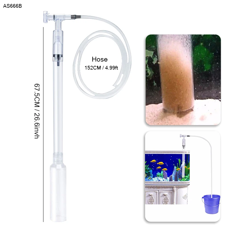Suness Fish Tank Siphon Vacuum Cleaner: 110GPH Manual Aquarium Vacuum Cleaning