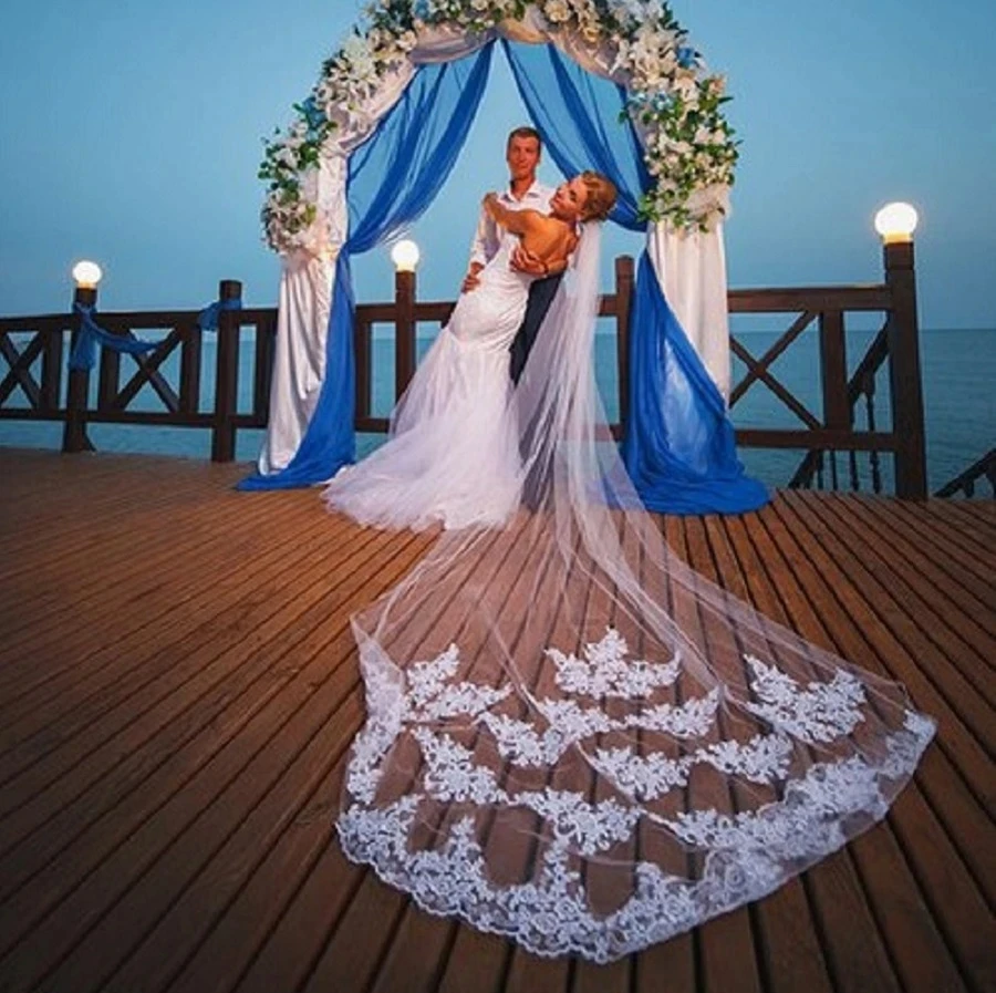 Bridal Veil 3 Meters Cathedral Lace Long Voile For Wedding