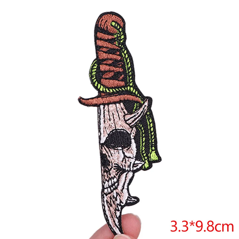 Punk Patch Rock Flamme Gestickte Patches Für Kleidung DIY Scary Schädel Eisen Auf Patches Für Kleidung Jacke Stickerei Patch Abzeichen – Detail 36