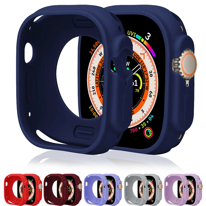 

Мягкий силиконовый чехол для Apple Watch 8 Ultra 49 мм, защитный чехол для iWatch серии 49 мм, аксессуары для бампера