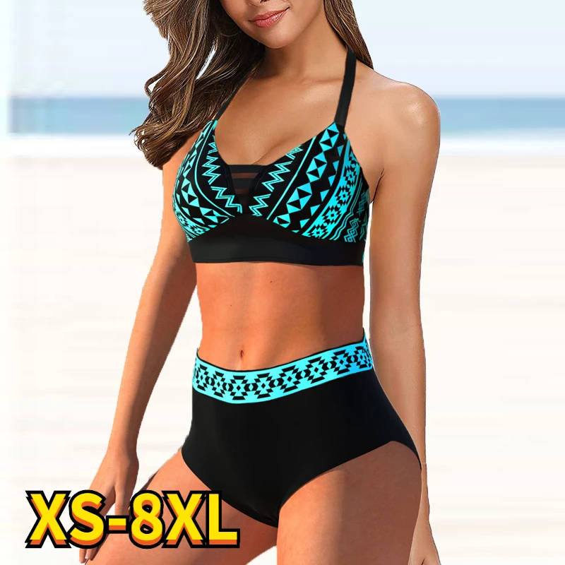 

Women Sexy Large Size Swimsuits Bikini Female Plus Size Swimwear Beach Wear High Waist Bikinis Women's Swimming Bathing Suit