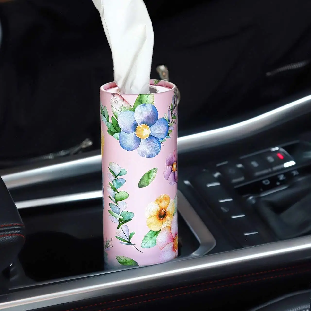 1Roll Flower Patterned Cylindrical Tissue Napkin Tissue Tube Handkerchief Paper Travel Tissue Tube Suitable for Cars and Homes