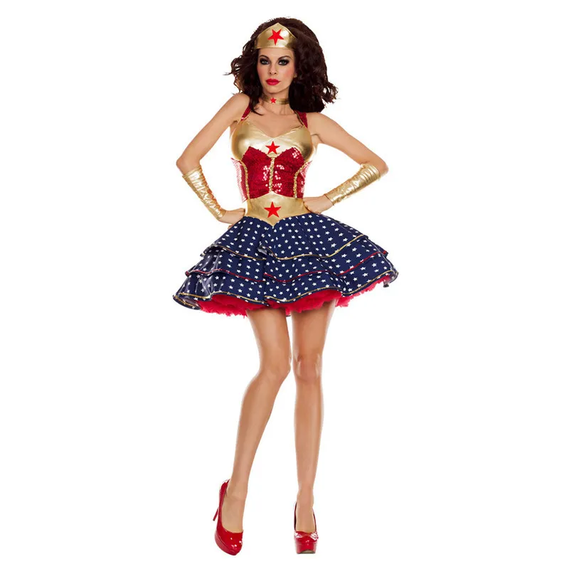 Adult Halloween Sexy Wonder Women Costume Superhero Superwomen Cosplay Purim Carnival Party Hero Fancy Dress