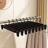 Home Frosted Plastic Trouser Rack Strong Seamless Clip Hangers To Dry Clothes Hangers for Clothes Home Storage & Organization 1