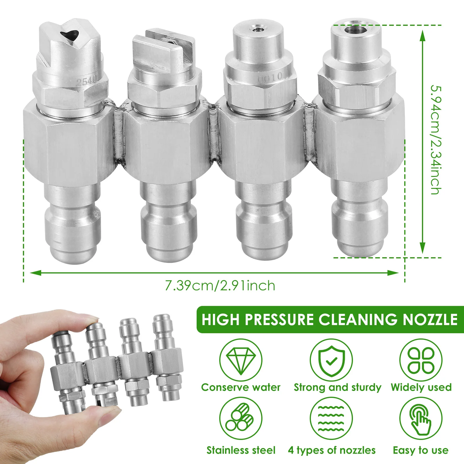 4 Way J Rod Pressure Washer Nozzle Steel 1/4inch Jrod Tip Quick Connect Nozzle Fittings Pressure Washer Accessories for Car 6