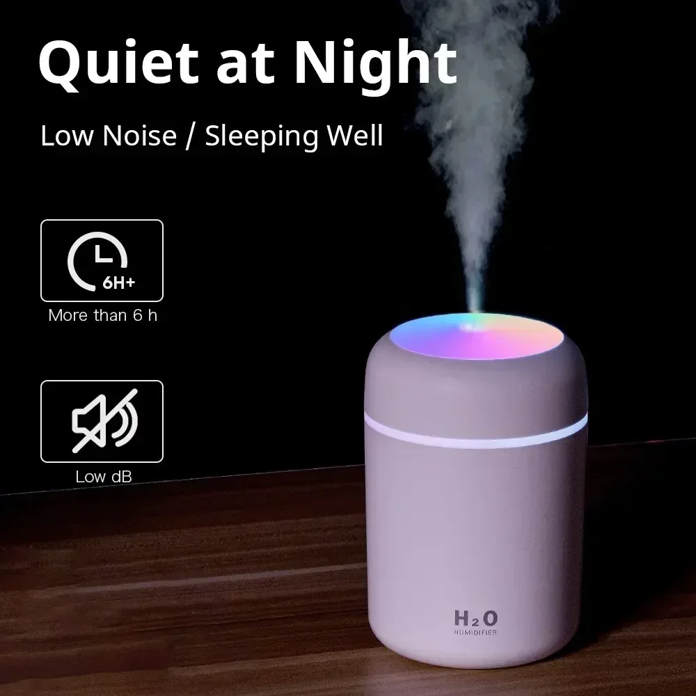 Portable LED light mini 300ml h2o Spray Mist humidifier Double Wet Aroma Essential Oil Diffuser Car usb air humidifier air humidifier