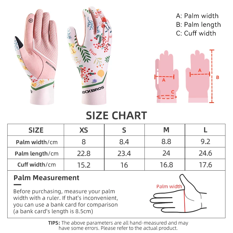 ROCKBROS Cycling Gloves Long Finger Touch Screen Mountain Bike Road Bike Full Finger Female Spring Autumn Pink Cycling Equipment 6