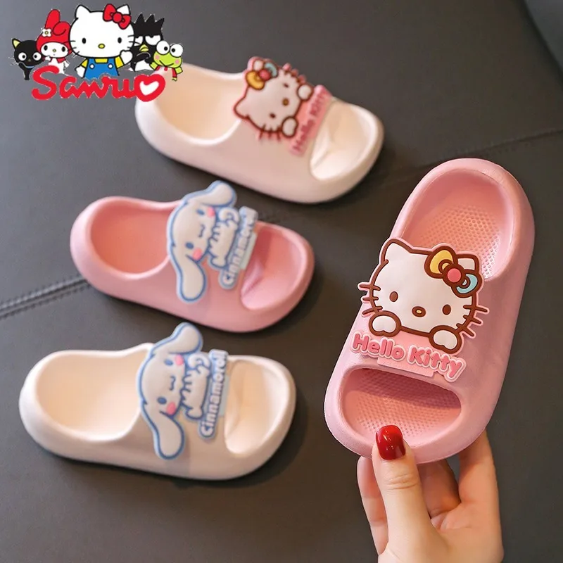 

Sanrio Melody Kuromi Hello Kitty Cinnamoroll Pochacco Kids Baby Girls Sandals Summer Home Soft Bottom Girls Non Slip Slippers