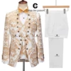 Cenne Des Graoom 2024 New Men Suits Floral Jacquard Blazers Waistcoat Pants 3 Pieces Set Ceremonial Occasion Party Wear Prom 2