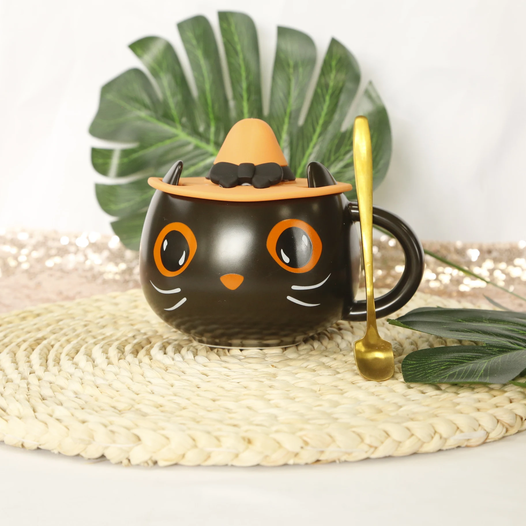 

Personalized Halloween Cute Limited Edition Black Cat Cup Coffee Milk Tea Cup Family Couple and Friend Gift Cup