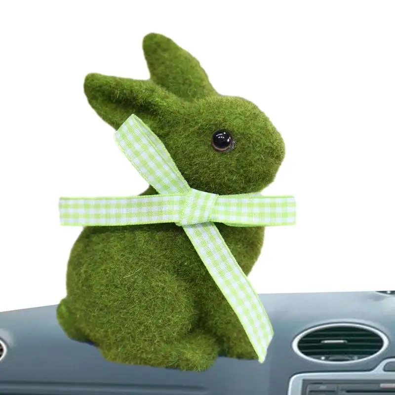 

Скульптура кролика на приборной панели автомобиля, Искусственный Флокированный кролик, для корзин, галстук-бабочка, скульптура кролика из смолы для корзин, пасхальное украшение