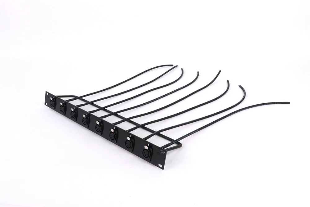 1U 8-Wege-Schrank XLR Audio Jumper Rack, 8-Loch 3Pin XLR Buchse Panel Mount MIC Buchse + Audio Verlängerung Kabel Open End Stecker – Detail 3