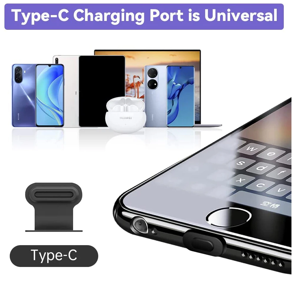 4/6PCS Mobile Phone Charging Port Anti-Dust Plug For iPhone Samsung Xiaomi USB Type C Port Protector Lossproof Dustplugs Cover