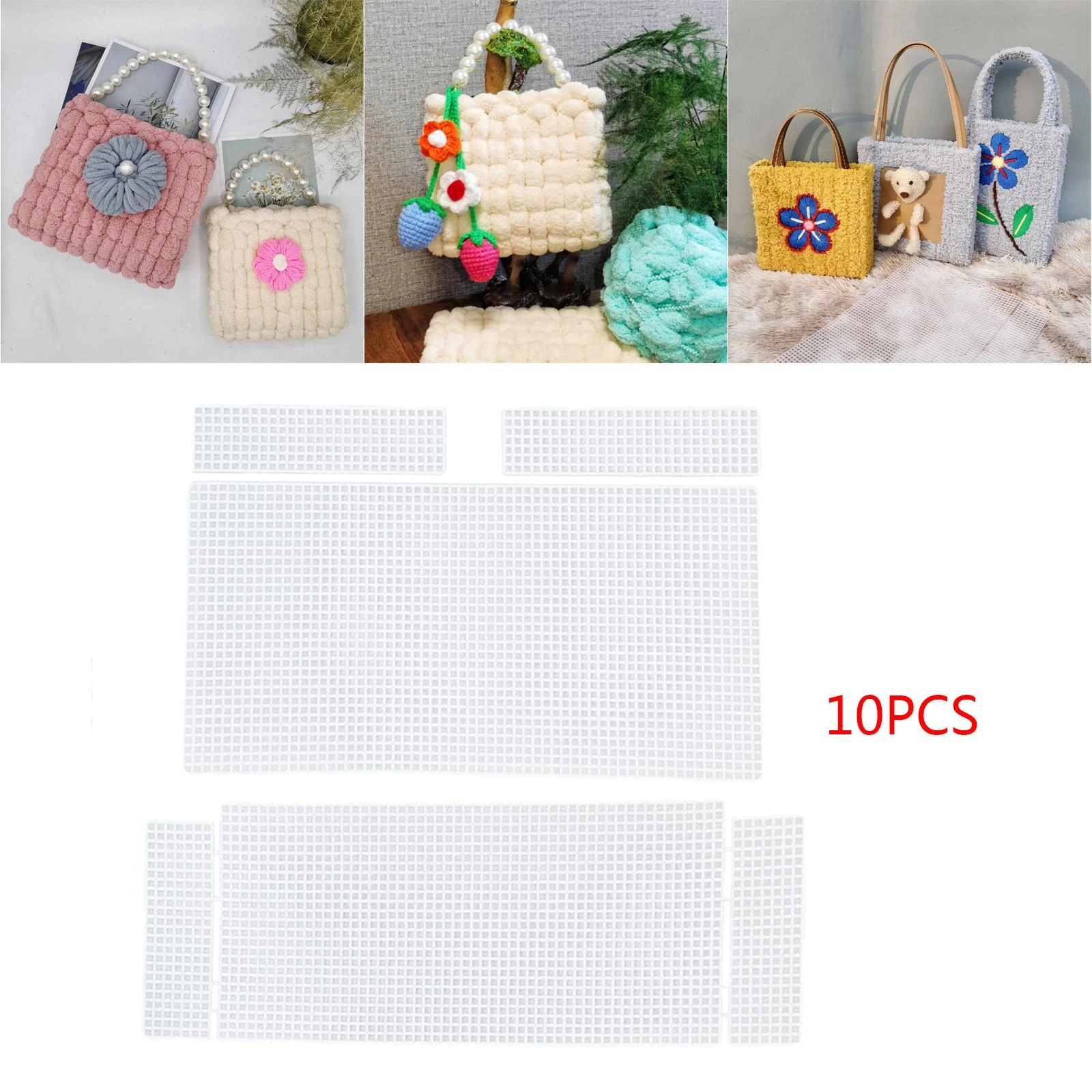 10pcs/Set Plastic Mesh Canvas Bag Sheets DIY Shoulder Bags Bag Making