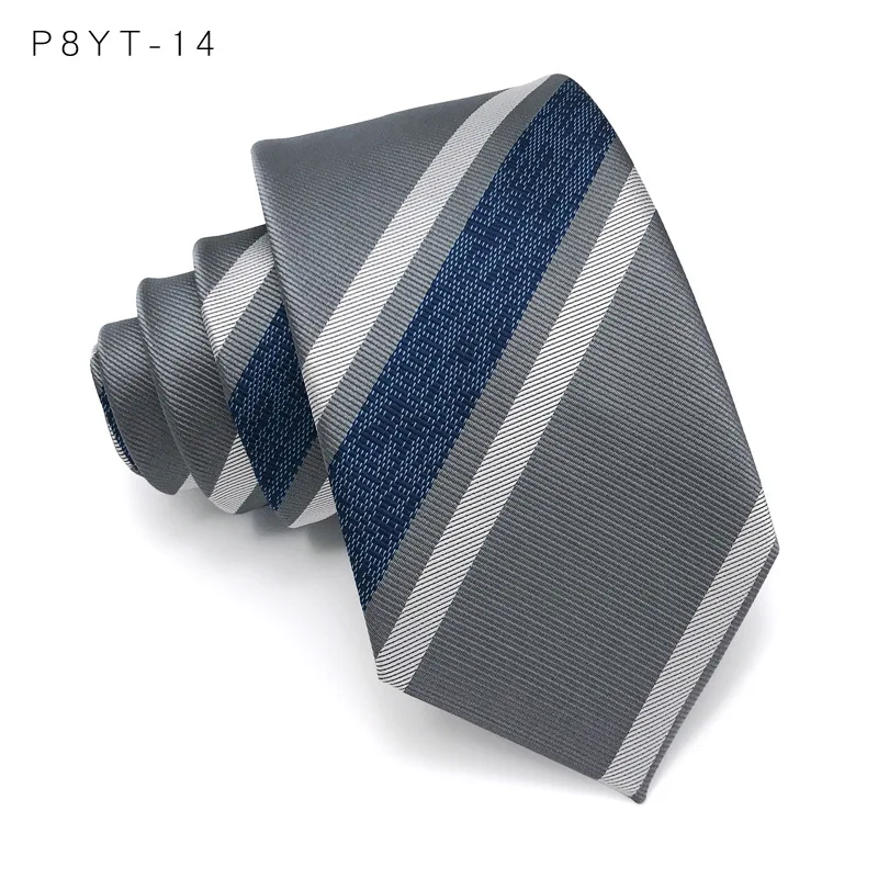 Luxus 8CM Herren Krawatte Krawatte Streifen Gestreifte Krawatten Für Mann Bräutigam Trauzeuge Jacquard Gewebt Ascot Formale Business Party zubehör – Detail 19