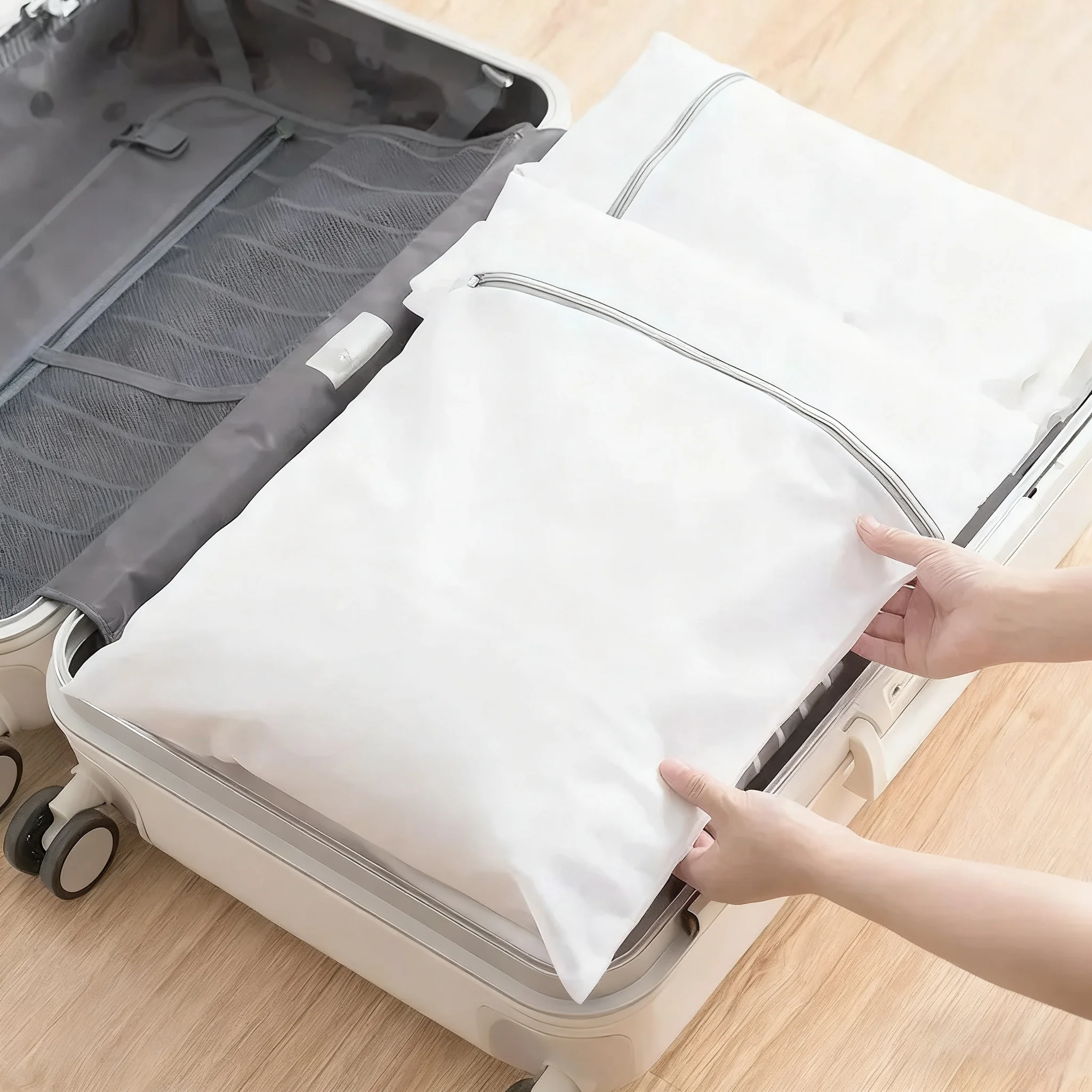 4/3 Pcs Mesh Laundry Bags Set Delicate Lingerie Wash Bags Anti-deformation Winding College Dormitory Dirty Clothes Storage Bags 3