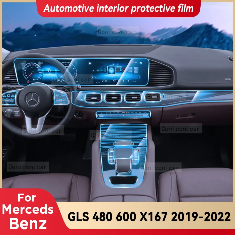 

For Merceds Benz GLS 480 600 X167 2019-2022 Car Interior Center Console TPU Protective Film Anti-scratch Repair film Accessories