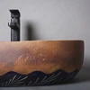 Ceramic Table Sink Bathroom Balcony Lavatory Vanity Sink Above Counter Wash Basin Countertop Vessel Sink Brown Art Basin Bowl 5