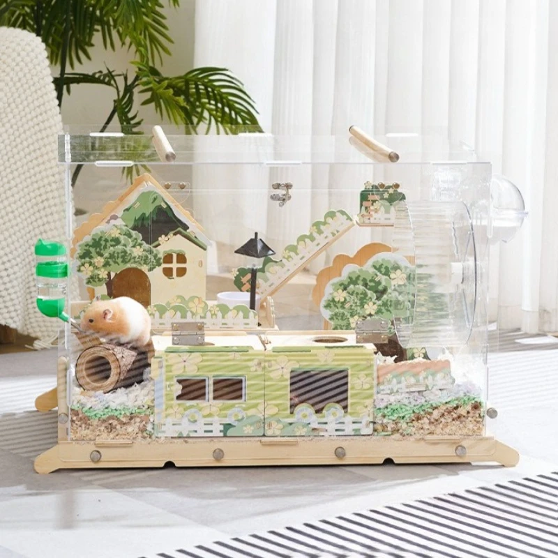 Acrylic Hamster Cage Wooden Golden Hamster Breeding Cage Luxury ... - Luxury Hamster Cage Uk