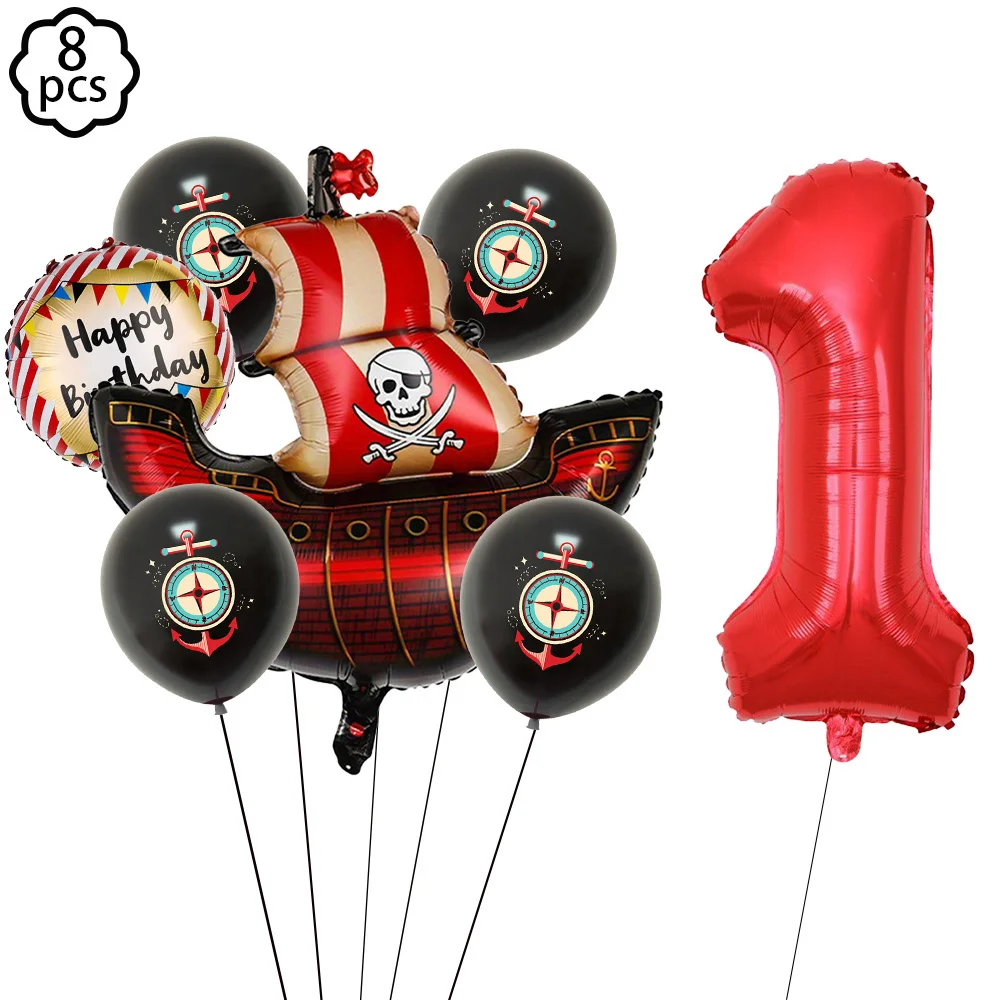 Piraten-Party-Deko Piratenballon-Set Zahlenballon-Deko Kinder Jungen Geburtstag Karibik Piraten-Themen Geburtstagsdekoration Zubehör – Detail 2
