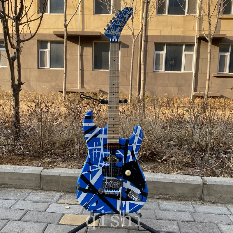 

Eddie Van Halen guitar “Fran-k” Heavy Relic Electric Guitar/blue Body/Decorated With Black And White Stripes