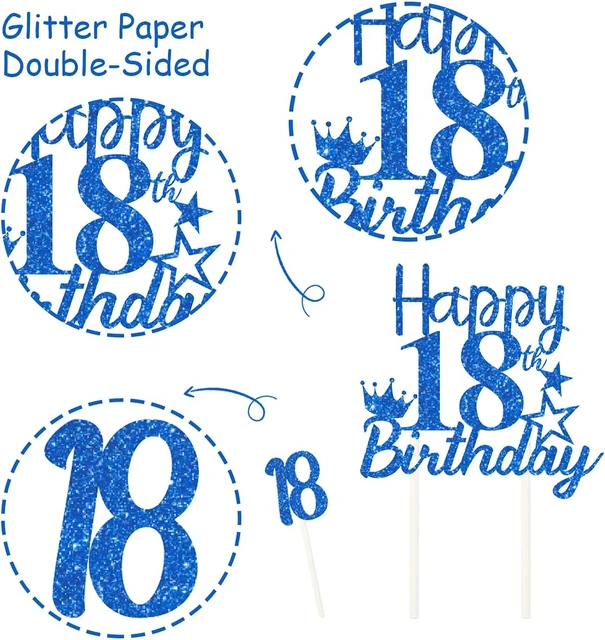 Deco Anniversaire 18 ans Garcon Bleu Or, Decoration Anniversaire