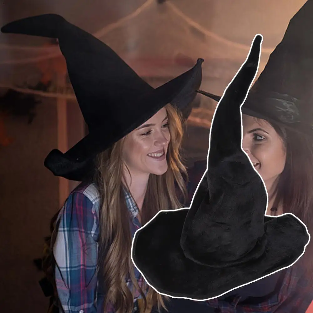 

Крученая шляпа для Хэллоуина, черные складки, Шляпа Волшебника для женщин и мужчин, оформление оформления искусства, крутящаяся Шляпа Волшебника