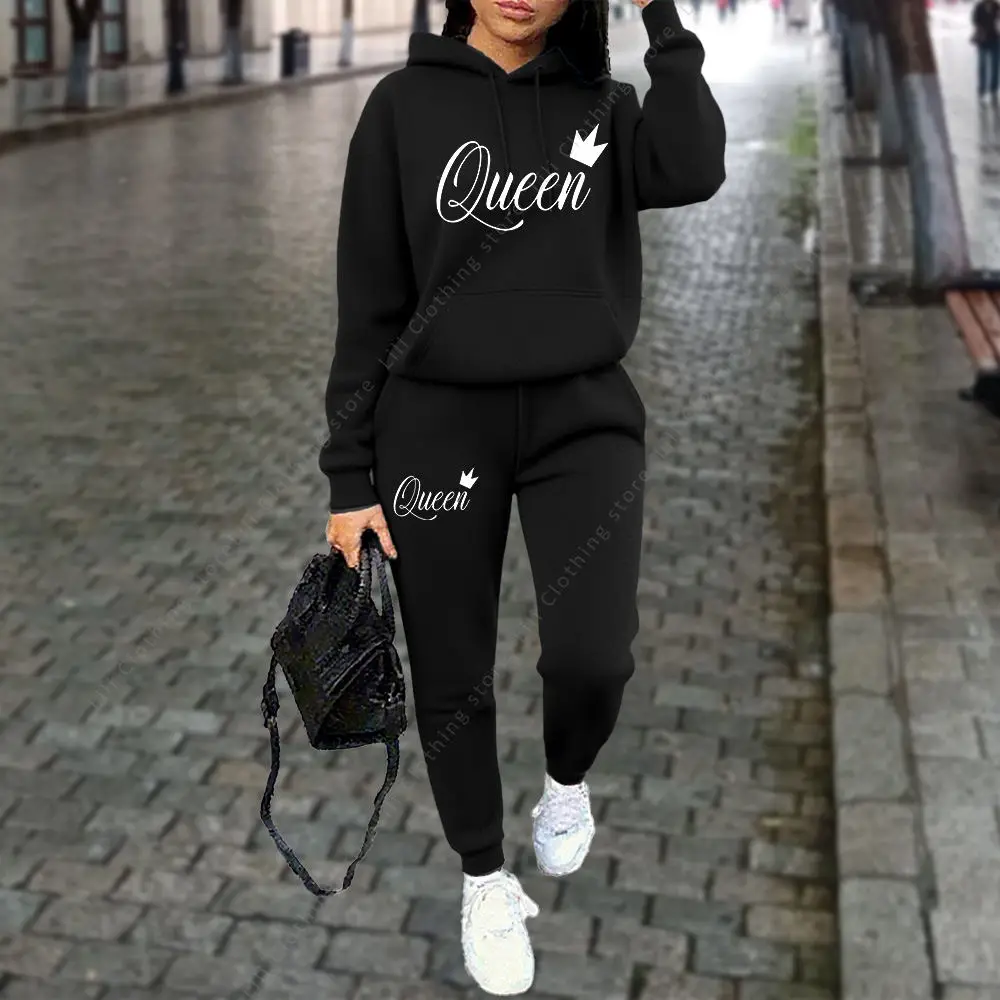 Queen Letter Hoodie & Joggers Set - Image 5