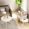 Nesting Coffee Table Round Side Table Set of 2 End Tables for Living Room Bedroom Balcony, Wooden Stacking Accent Coffee Tables 2