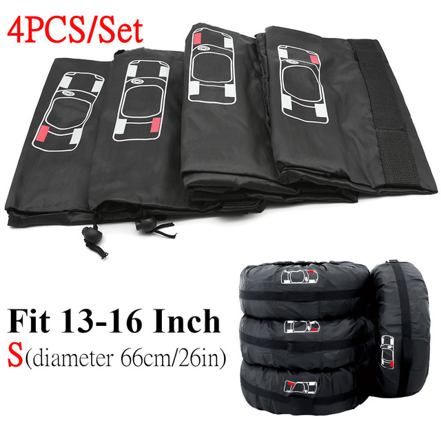 Tyre Accessories Universal 4Pcs Spare Tire Cover Case Polyester Automobile Car Auto Tires Storage Bag Dust-proof Protector