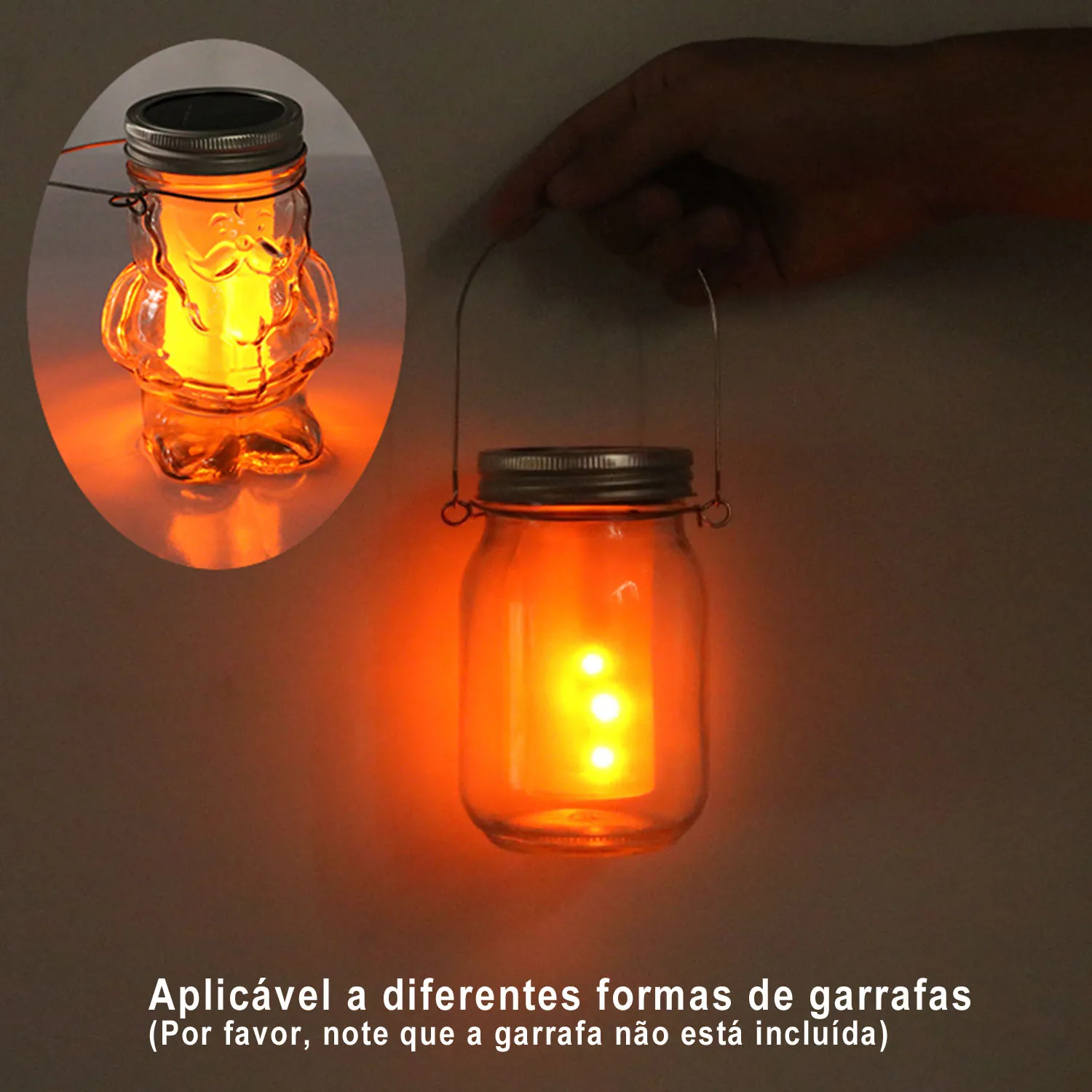 1PCS Solar LED Mason Jar Lit Light Torch Flame Warm LED Garden Outdoor Solar Bottle Lamp Candle Lantern Christmas Decoration solar lights outdoor