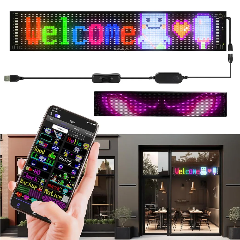 Programmable LED Sign for Business Flexible Digital Scrolling Bluetooth APP DIY Design Animations Text led message board,led display board