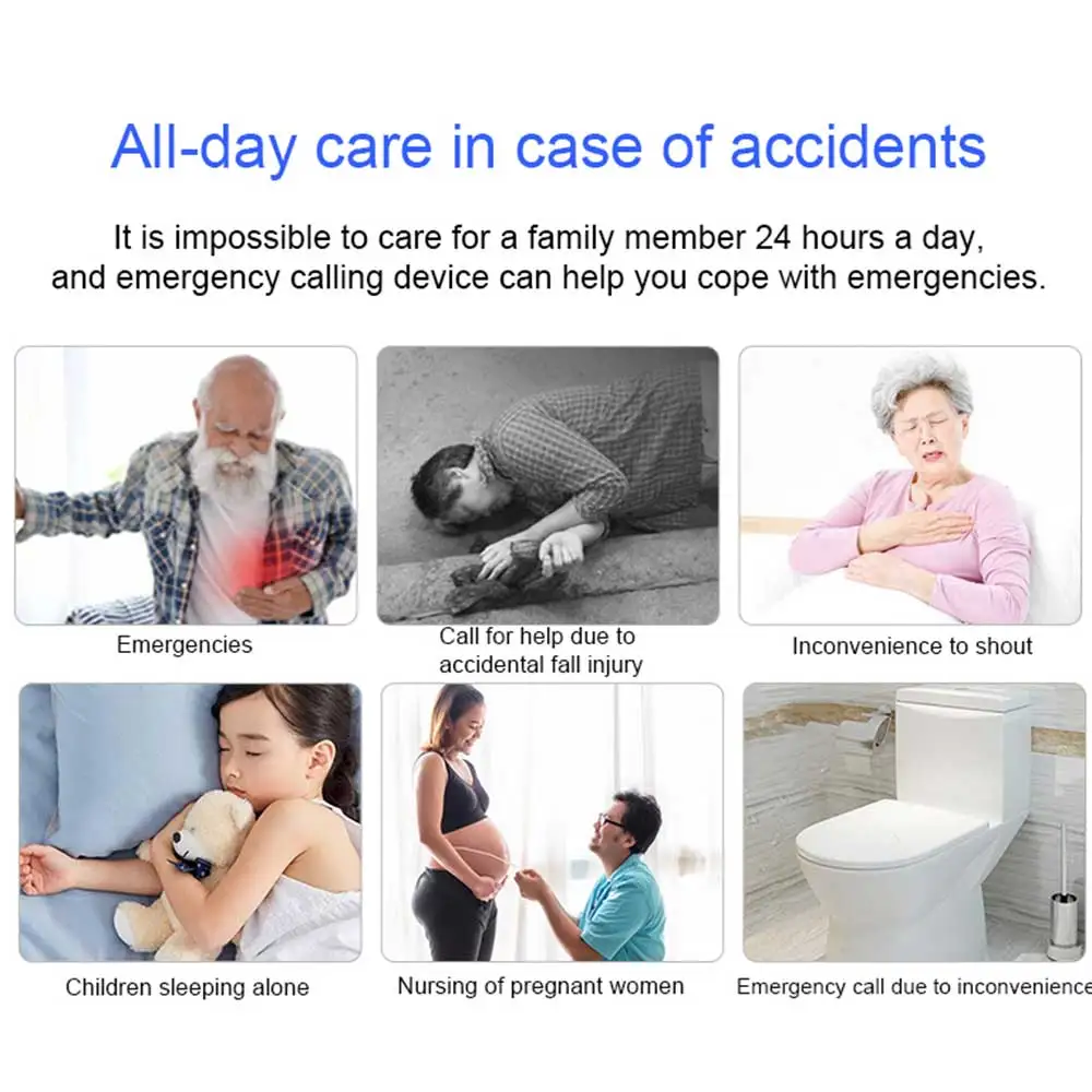 Medical Alert Button Emergency Alarm Button TUYA WiFi/Zigbee SOS Emergency Call Button Wireless Home Alarm Smart Home One-key Alarm for Elderly Patient Emergenc