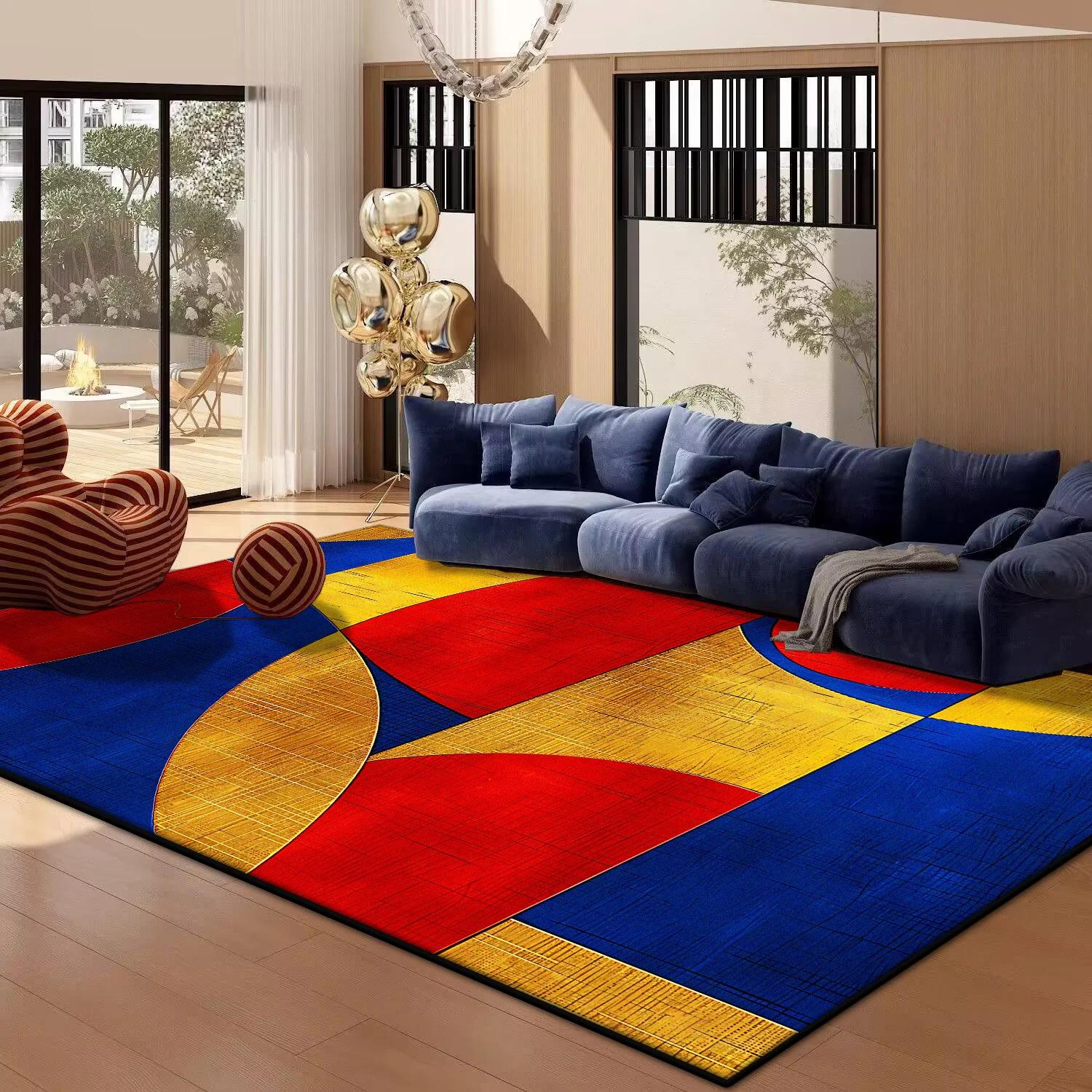 Red Geometric Area Rug 2