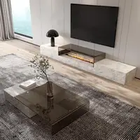 Роскошная итальянская каменная ТВ-консоль, современная развлекательная стена с камином, водонепроницаемая и устойчивая к царапинам, сертифицированная EO, настраиваемая — изображение 3