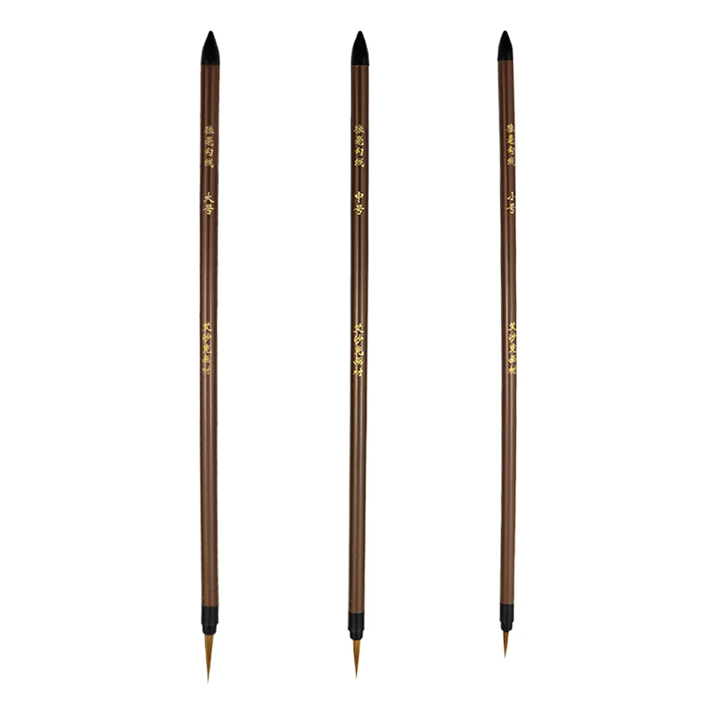 

3 Pcs Liner Pen Hook Child Fine Tip Paint Brush Weasel Fur Practical Drawing Pens