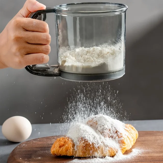 Semi-Automatic Flour Sifter With Hand Press Design Transparent Flour Sieve Non-stick Baking Tools Kitchen Gadgets Accessories 4