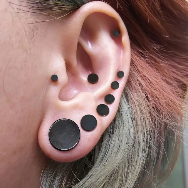 Clear Lip Piercing 10/16/18pc Glass Ear Gauges Stretching Kit