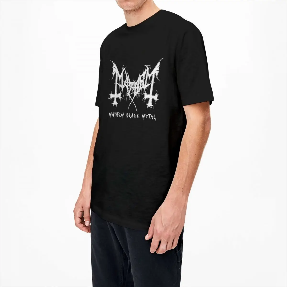 Mayhem 블랙 메탈 밴드 티셔츠, 남성 여성 캐주얼 순면 티셔츠, 빈티지 패션 O-넥 반팔, 라지 사이즈 티셔츠