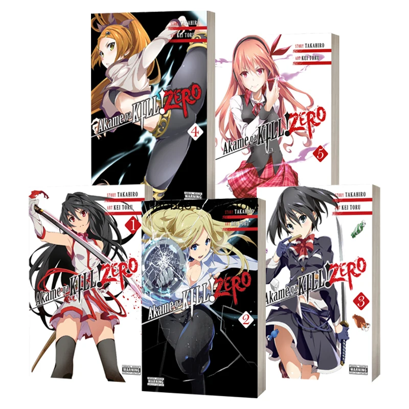 

5 Books Japanese Manga Book Akame Ga KILL! Vol 1-5 Graphic Novels Adventure, Inspirational Teenager Comic Books