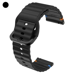 Premium Silicone Watch Band - 20mm/22mm Adjustable Strap, Universal Fit - 22MM (Black)